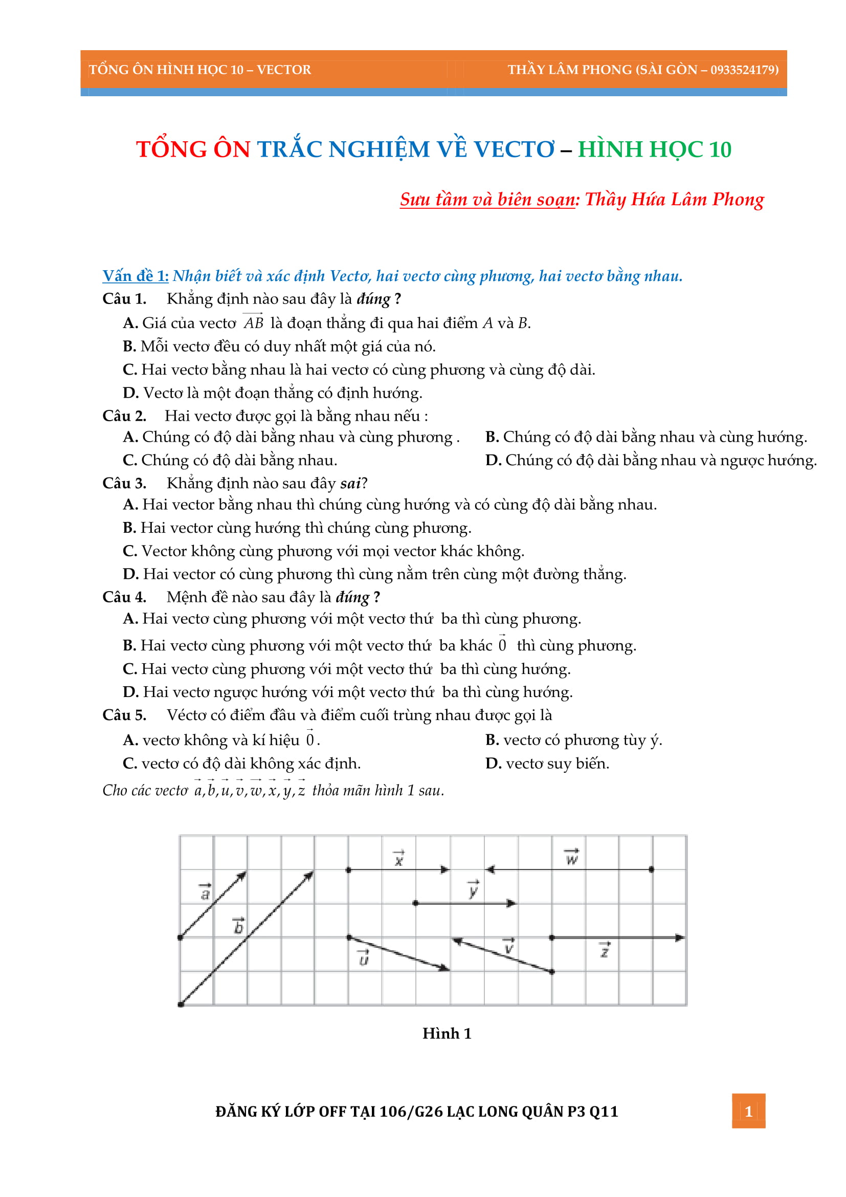 128 bài tập trắc nghiệm tổng ôn phần vector – Hứa Lâm Phong