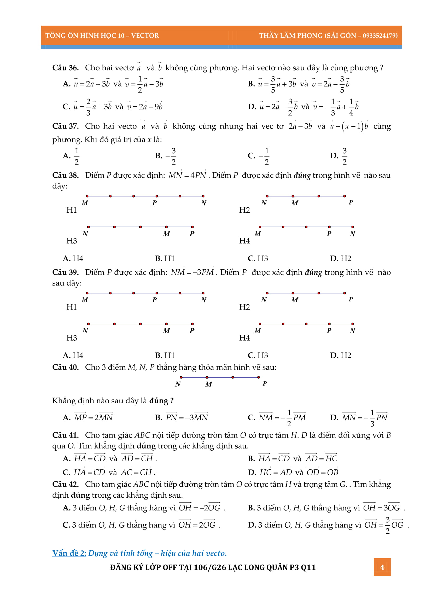 128 bài tập trắc nghiệm tổng ôn phần vector – Hứa Lâm Phong