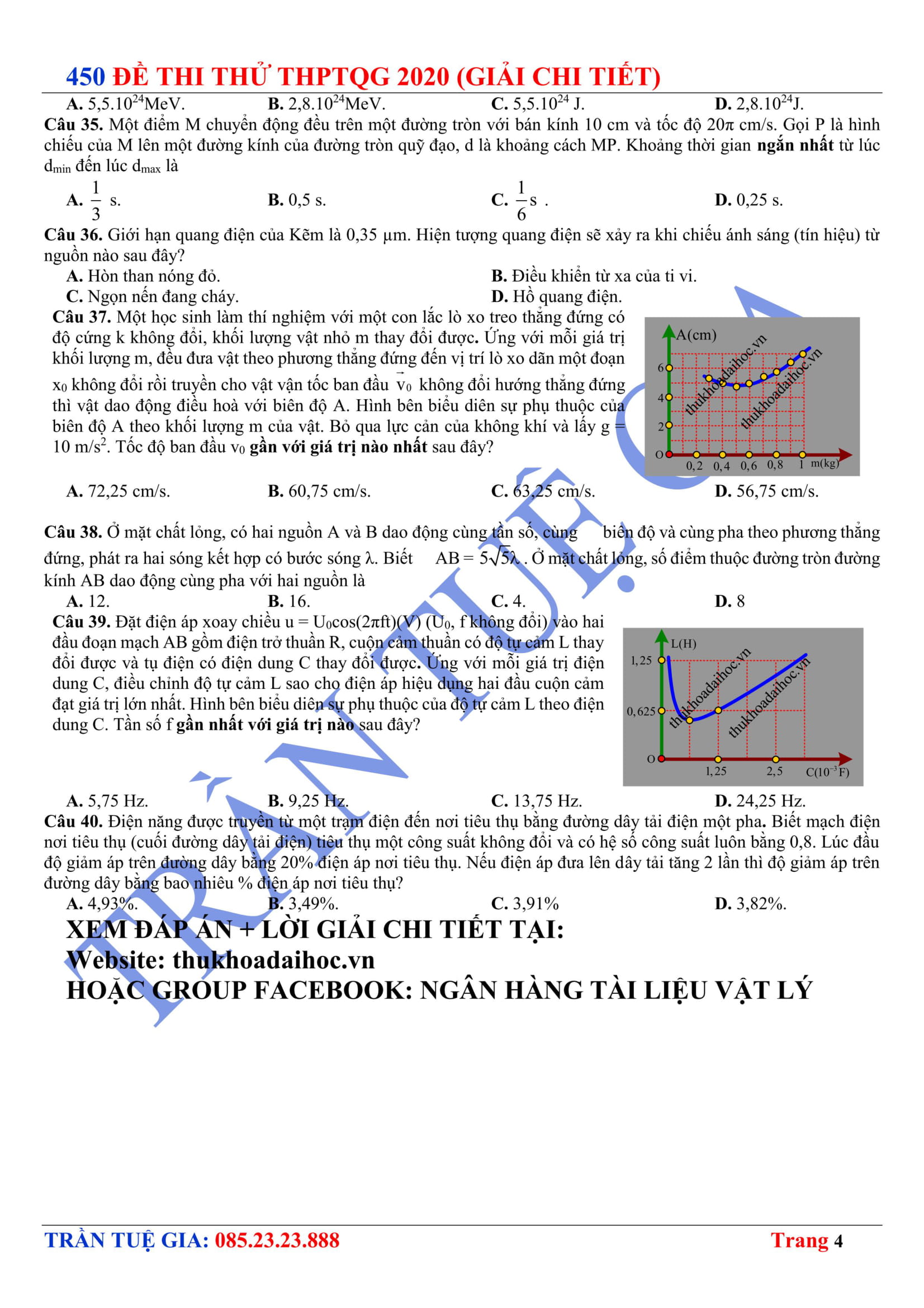 Đề thi thử THPTQG Thanh Chương 1 Nghệ An 2020