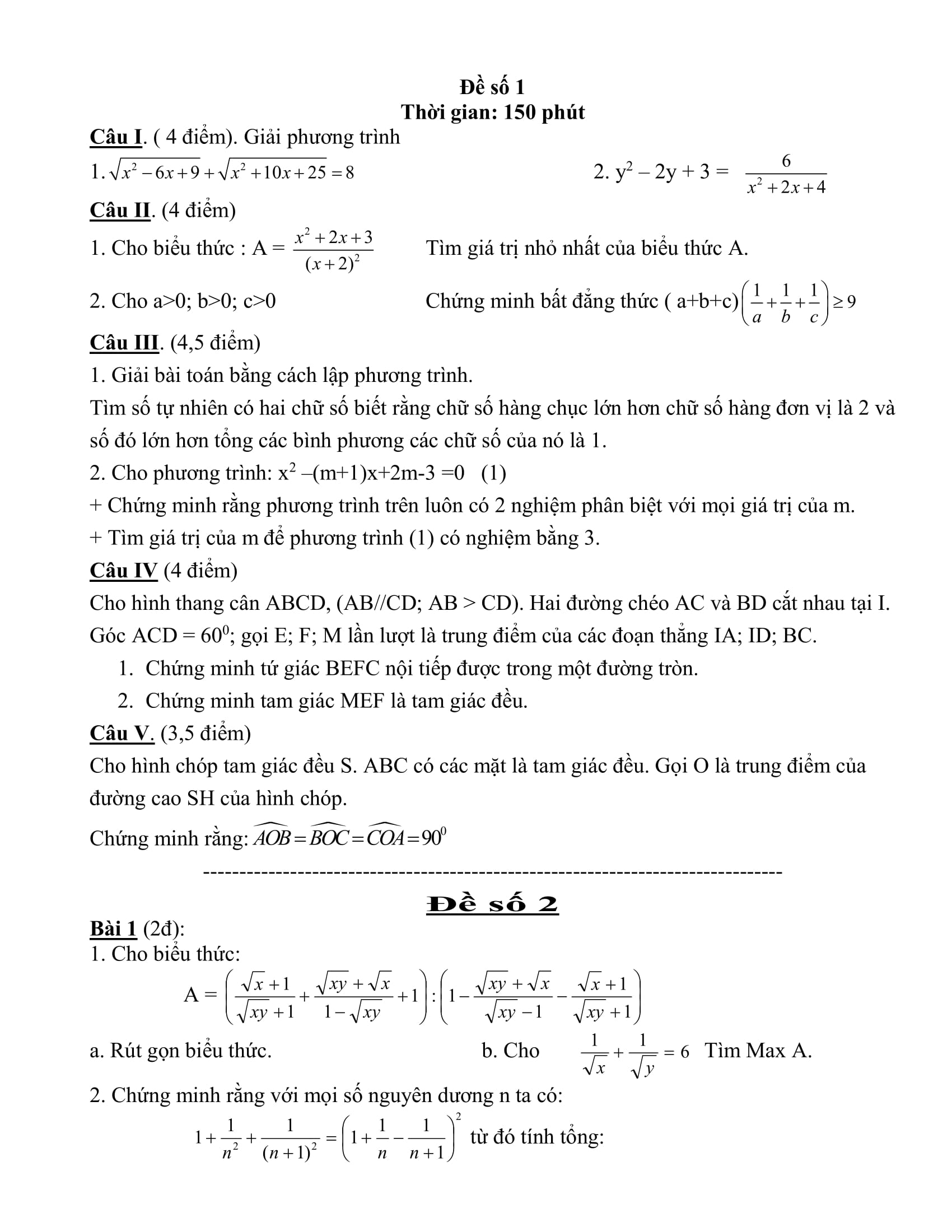 40 ĐỀ HỌC SINH GIỎI MÔN TOÁN