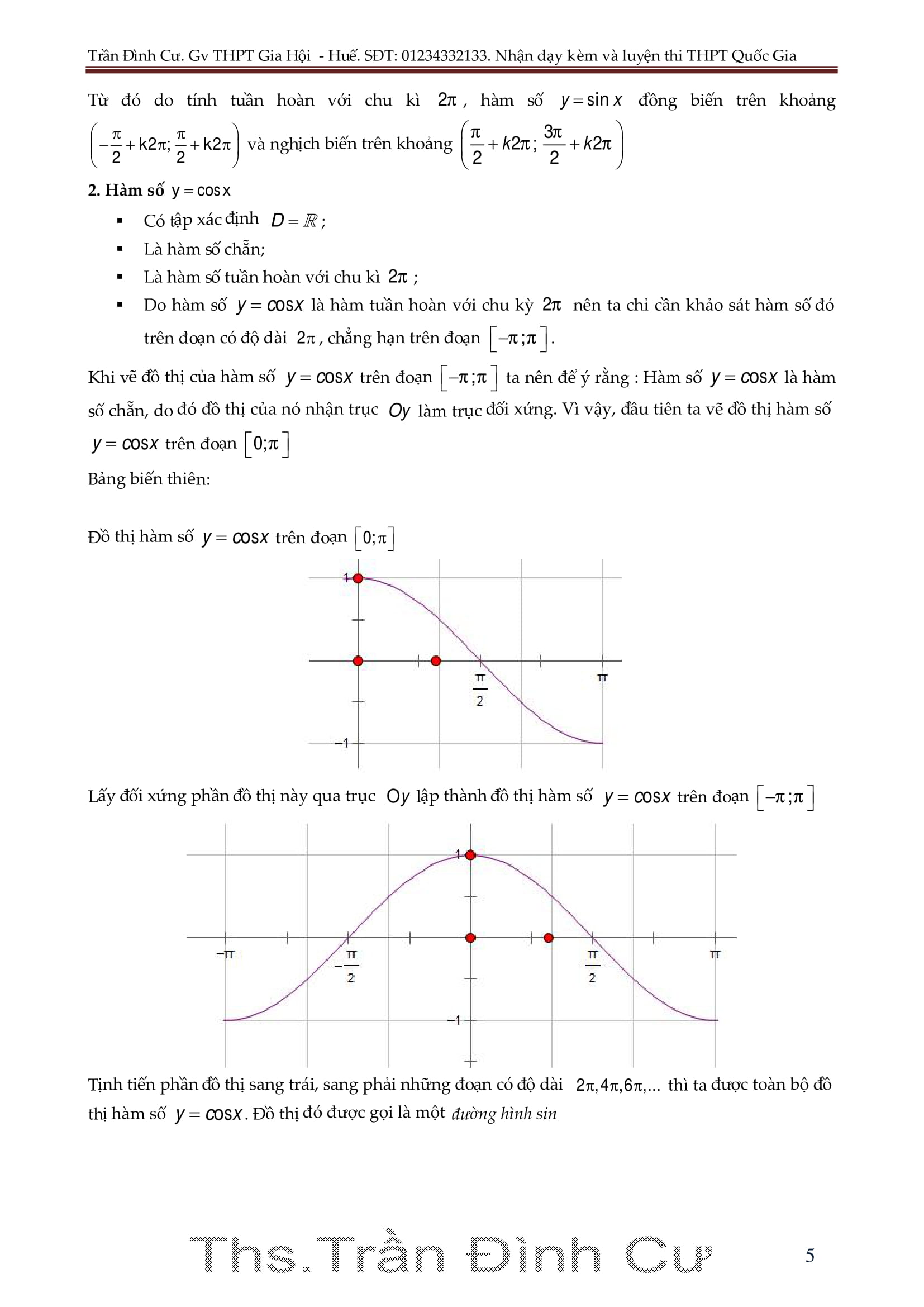 5 dạng toán hàm số lượng giác điển hình – Trần Đình Cư