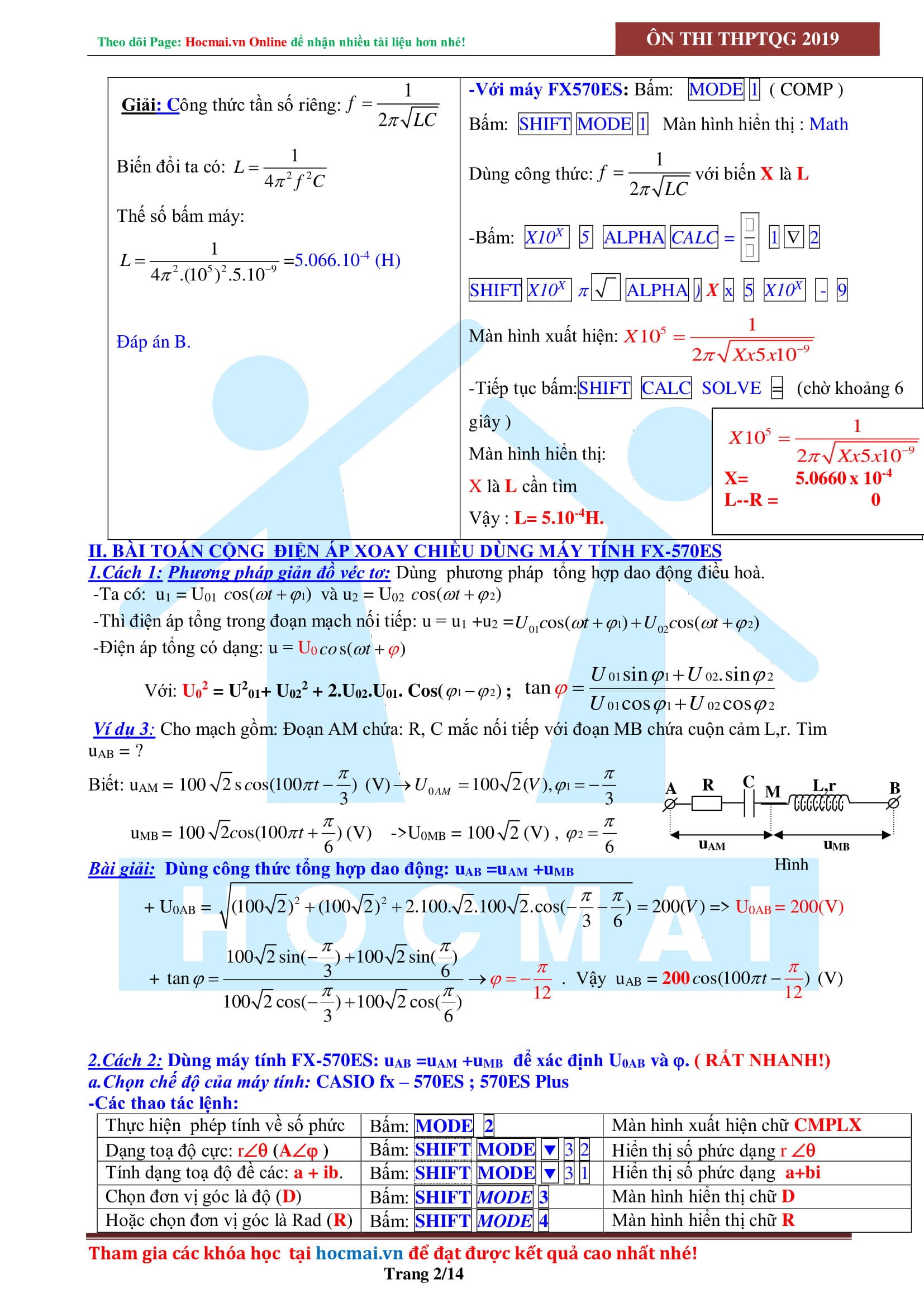 PHƯƠNG PHÁP SỬ DỤNG CASIO ĐỂ GIẢI NHANH BÀI TOÁN ĐXC