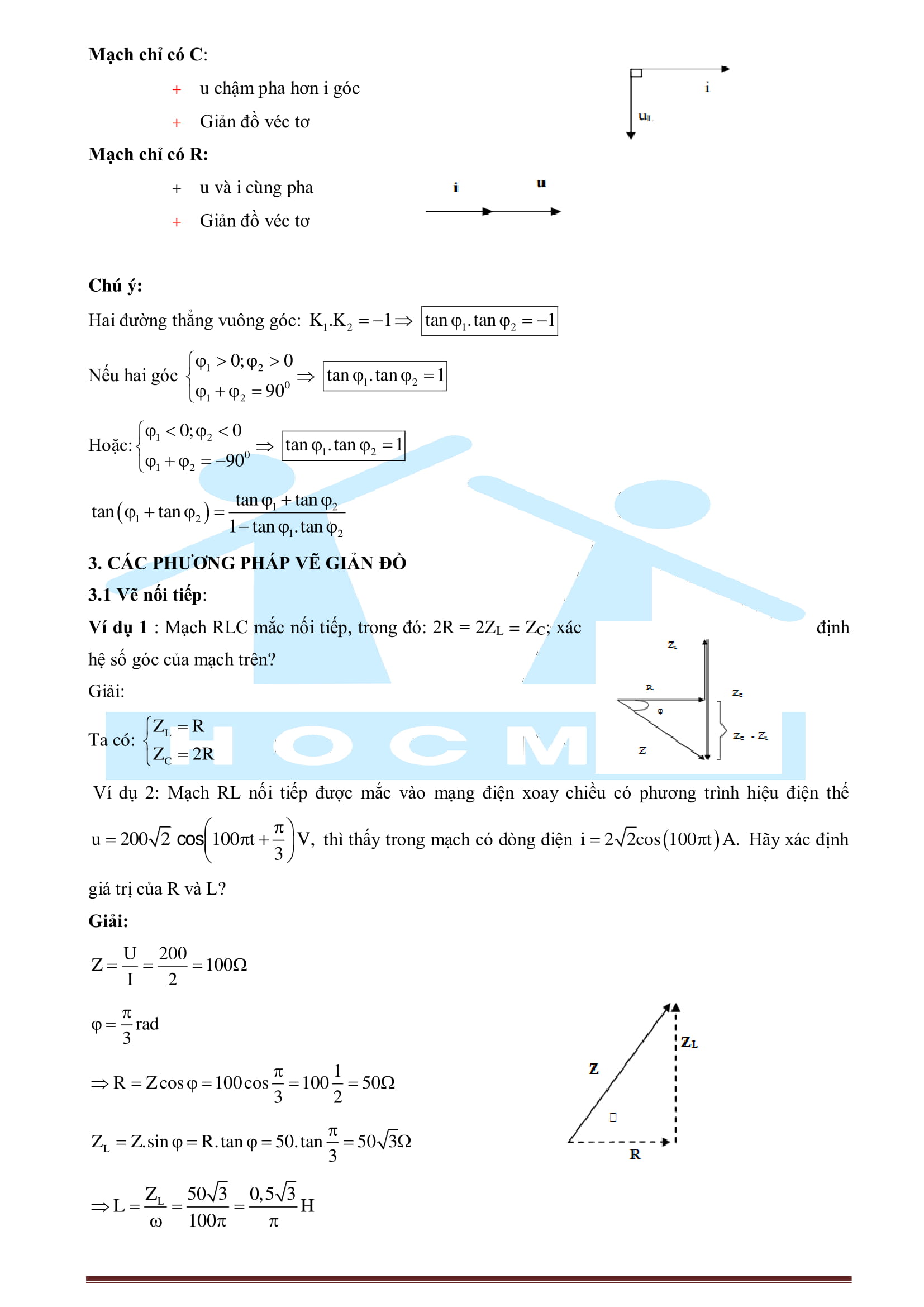 PHƯƠNG PHÁP SỬ DỤNG GIẢN ĐỒVECTO ĐỂ GIẢI BÀI TOÁN ĐIỆN XOAY CHIỀU