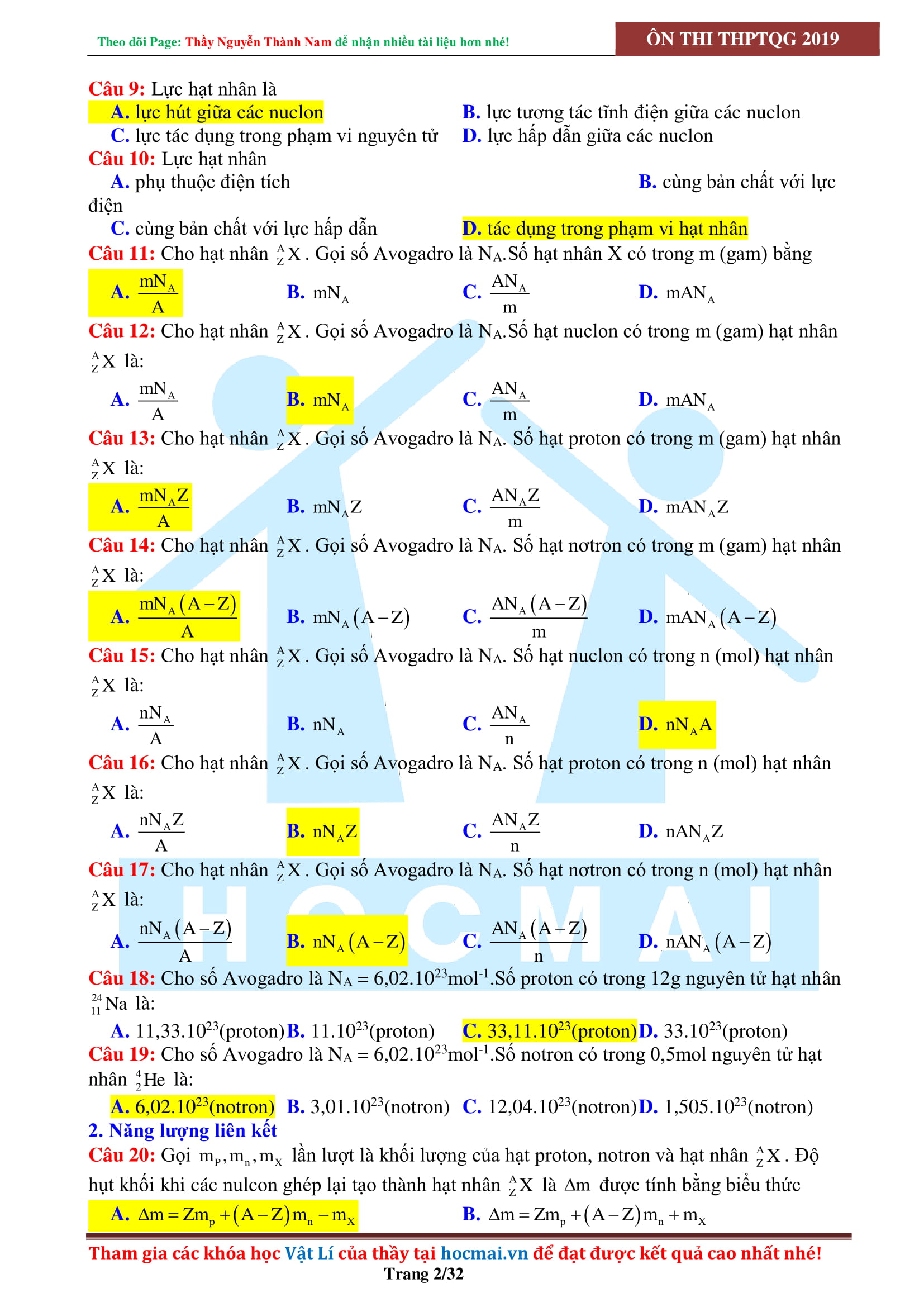 TINH TÚY TRẮC NGHIỆM HẠT NHÂN NGUYÊN TỬ