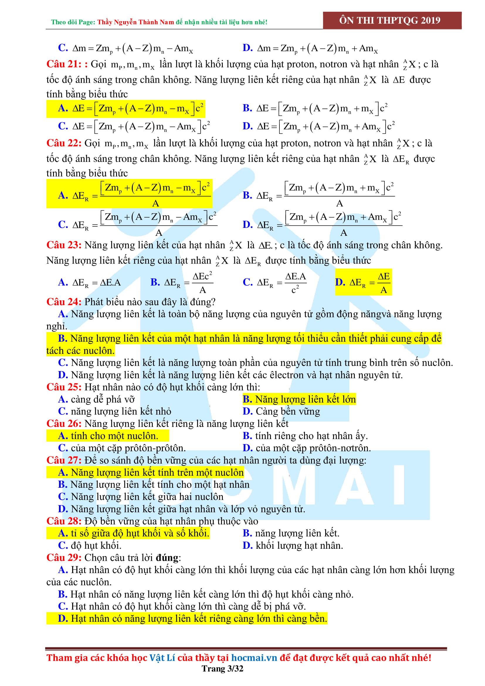 TINH TÚY TRẮC NGHIỆM HẠT NHÂN NGUYÊN TỬ