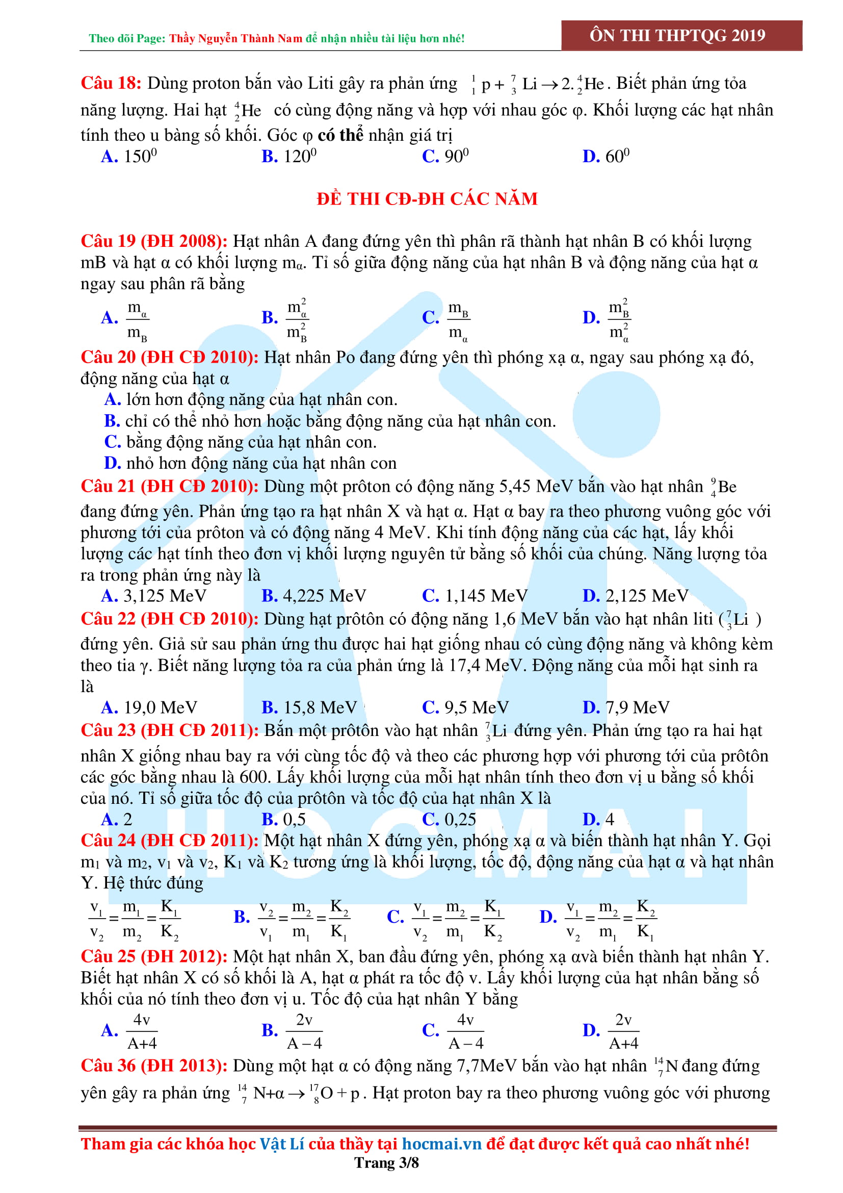 Tinh túy trắc nghiệm chương hạt nhân