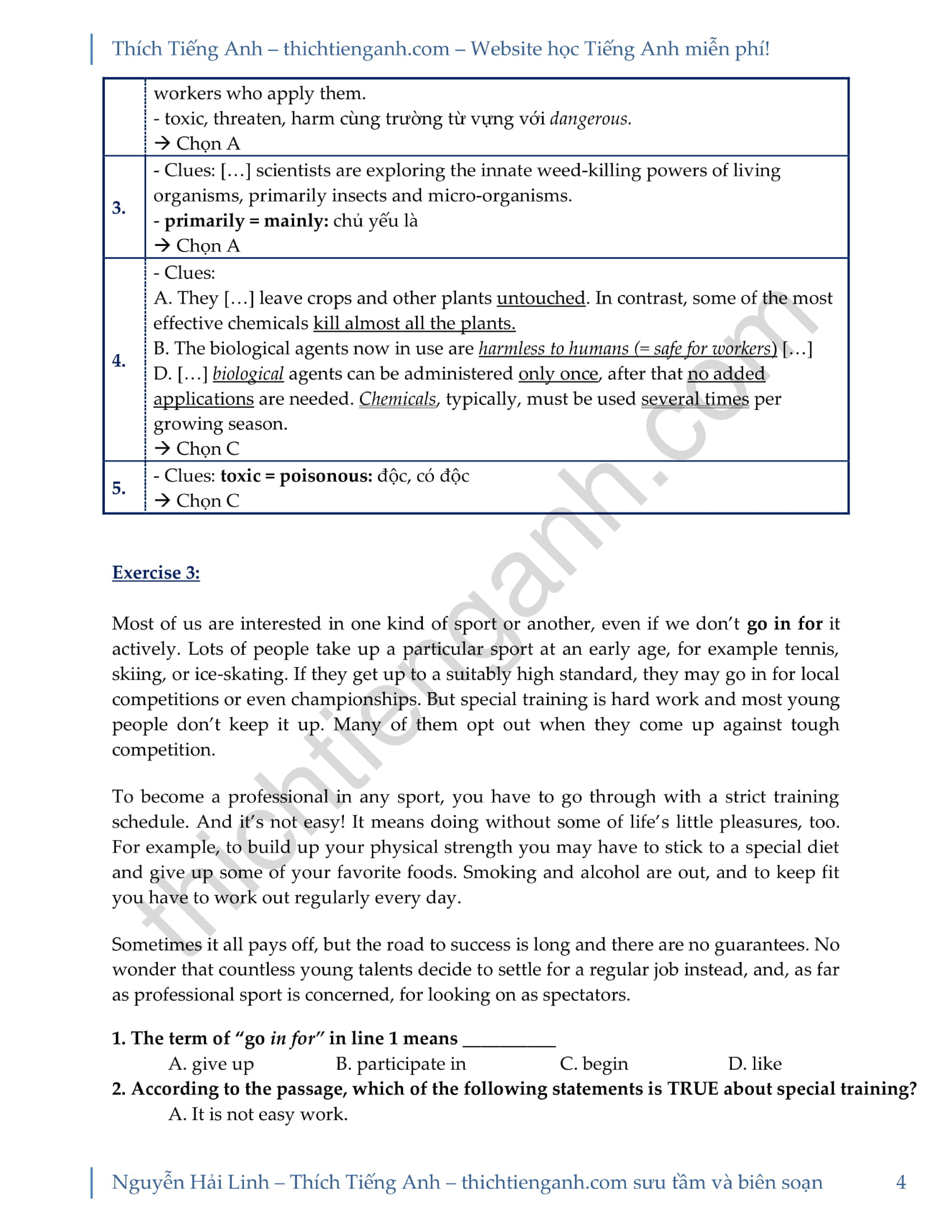 10 Bài đọc hiểu sát đề thi Tiếng Anh Đại Học – Nguyễn Linh