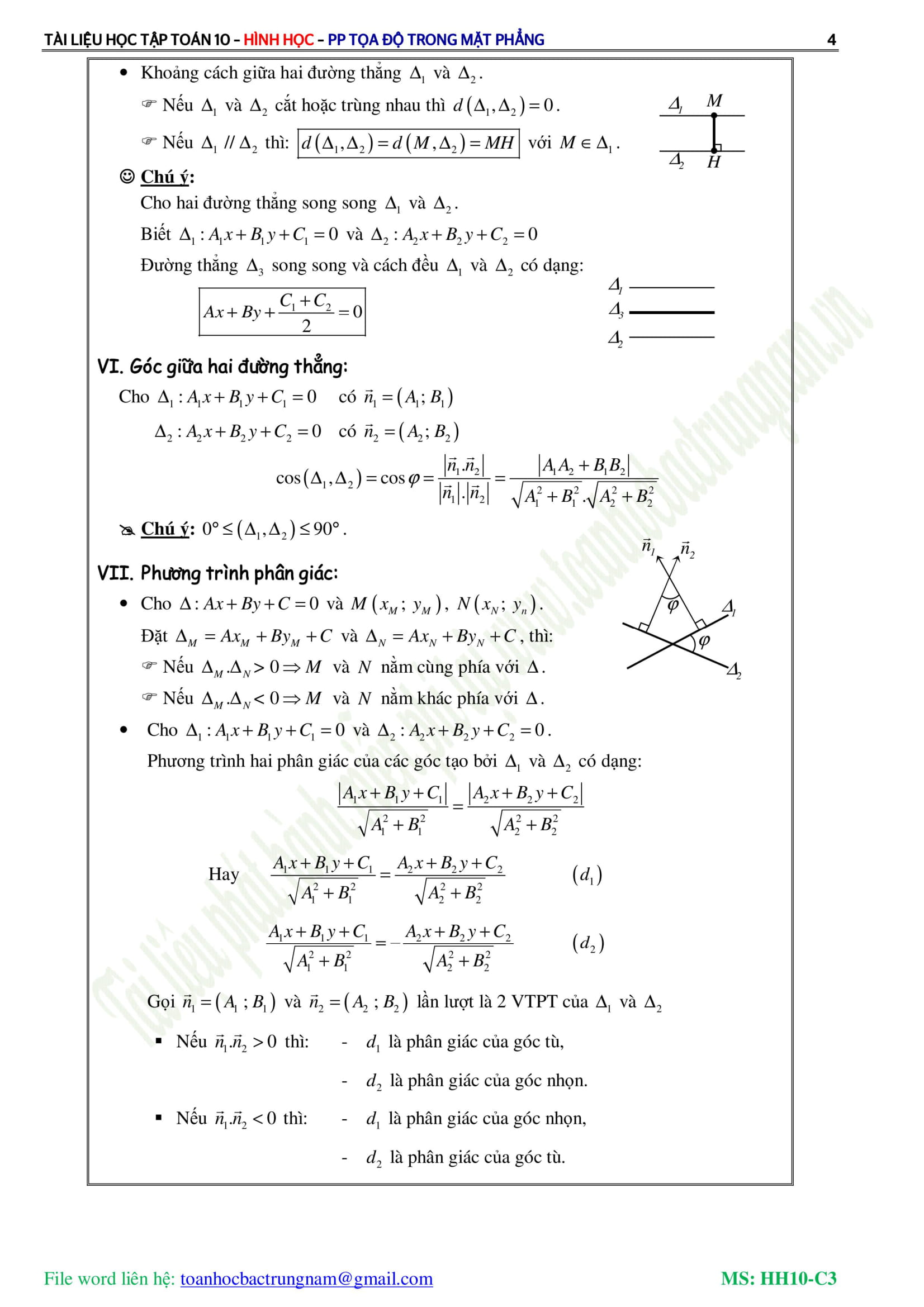 Các dạng toán phương pháp tọa độ trong mặt phẳng – Trần Quốc Nghĩa