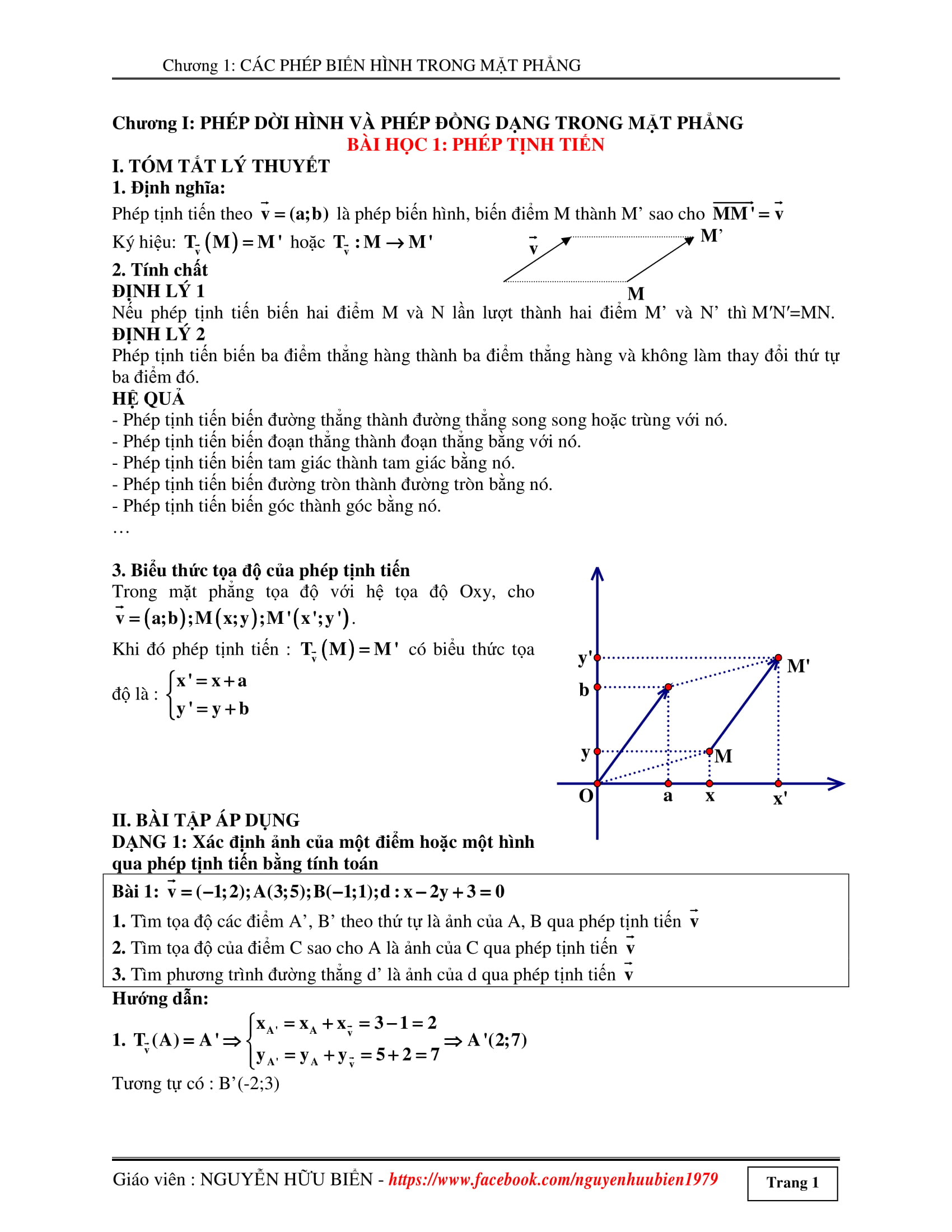 Các phép biến hình trong mặt phẳng – Nguyễn Hữu Biển