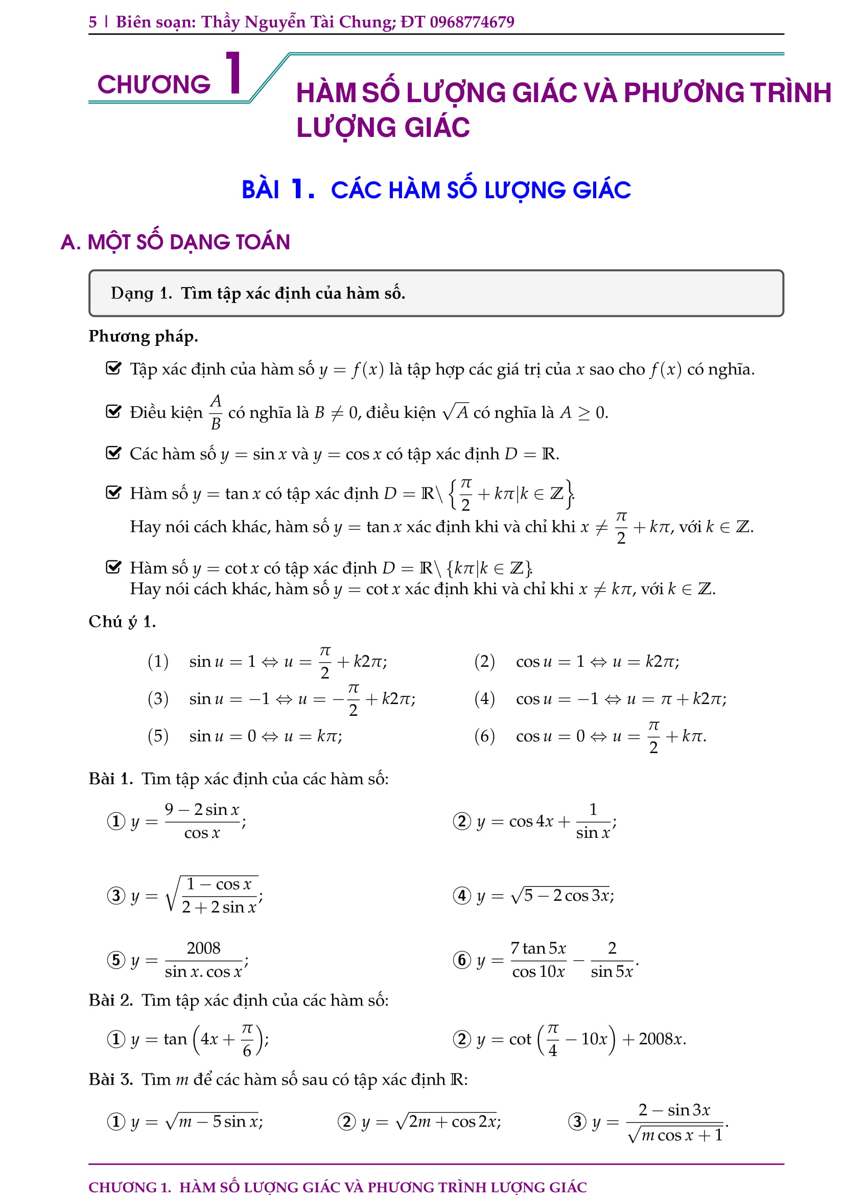 Chuyên đề hàm số lượng giác và phương trình lượng giác – Nguyễn Tài Chung