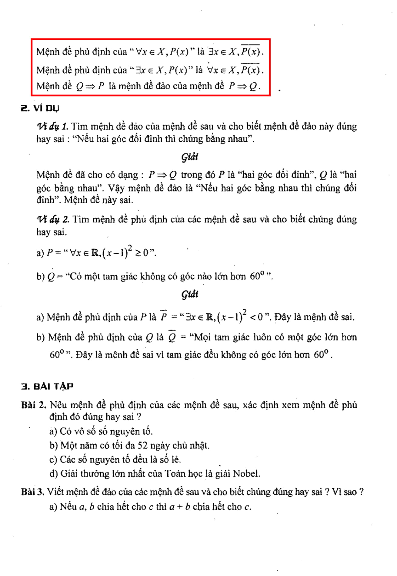 Chuyên đề mệnh đề và tập hợp