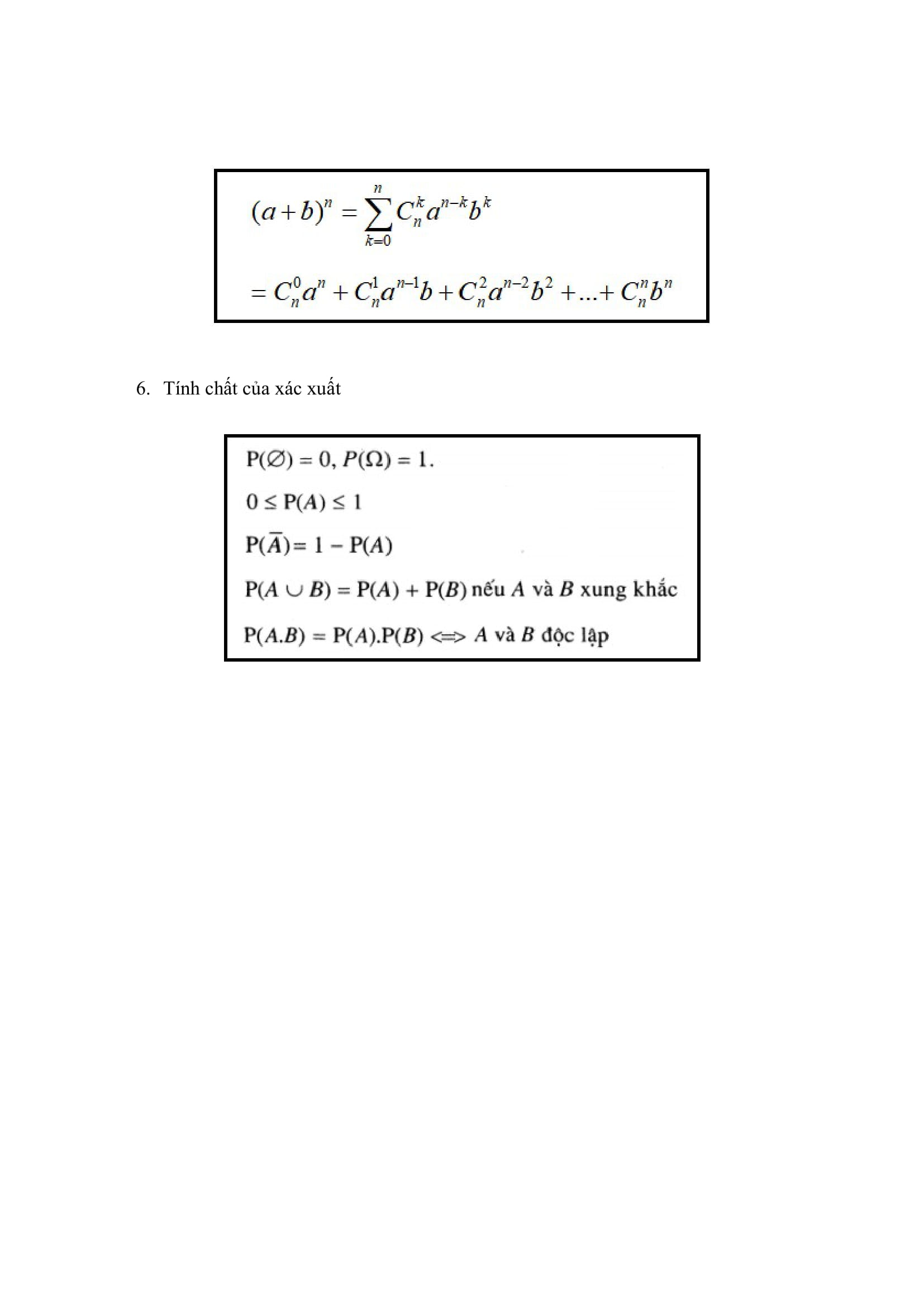 Công thức hoán vị, chỉnh hợp, tổ hợp, xác suất và nhị thức Newton