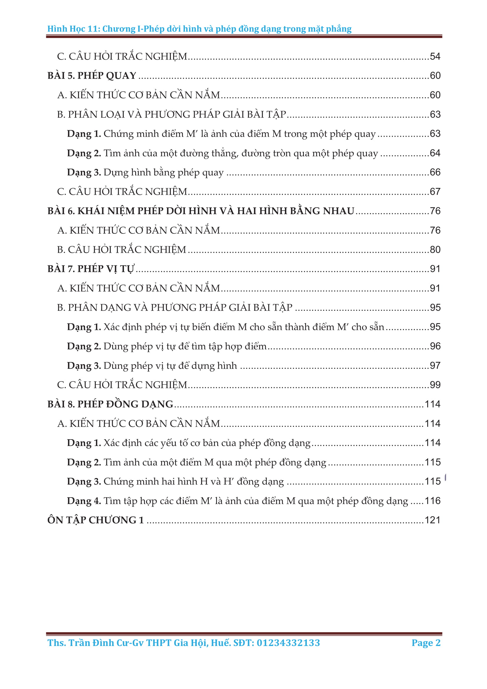 Phương pháp giải các dạng toán phép dời hình và phép đồng dạng trong mặt phẳng – Trần Đình Cư