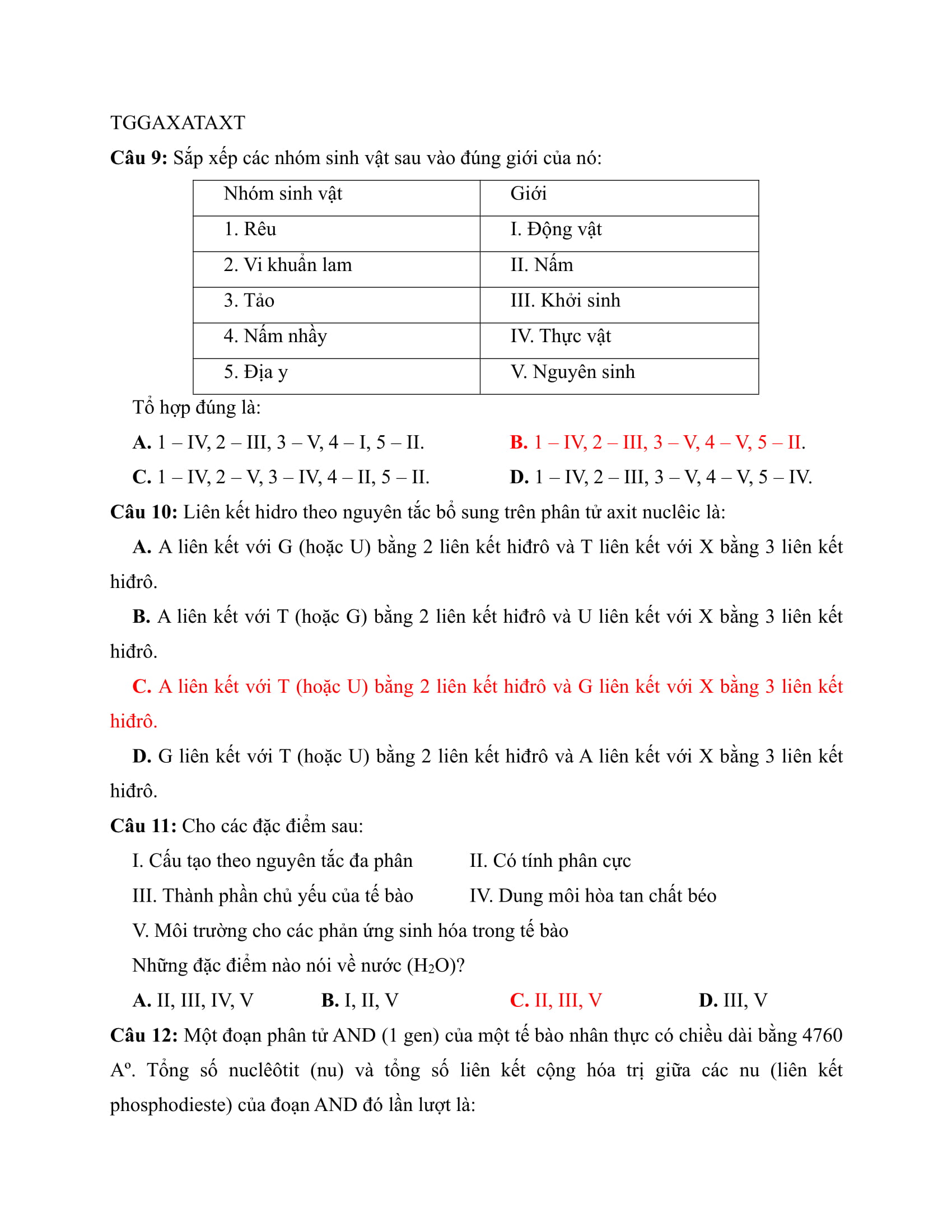 40 CÂU HỎI ÔN TẬP GIỮA KÌ I MÔN SINH