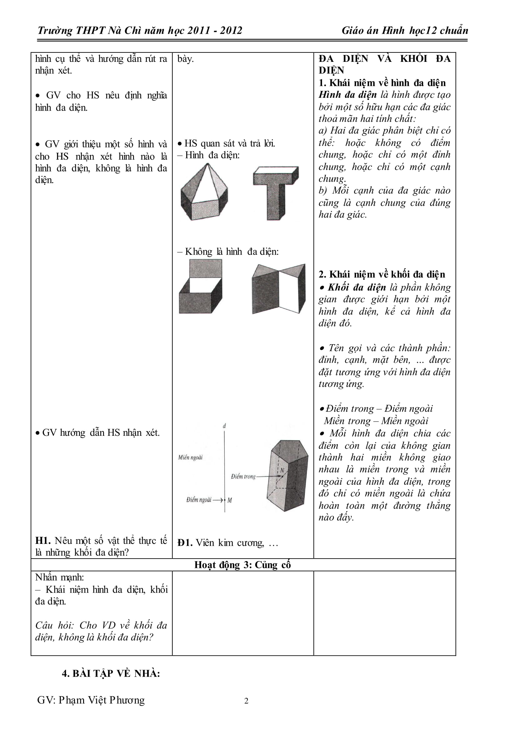 Giáo án Hình học 12 cơ bản cô Phạm Việt Hương