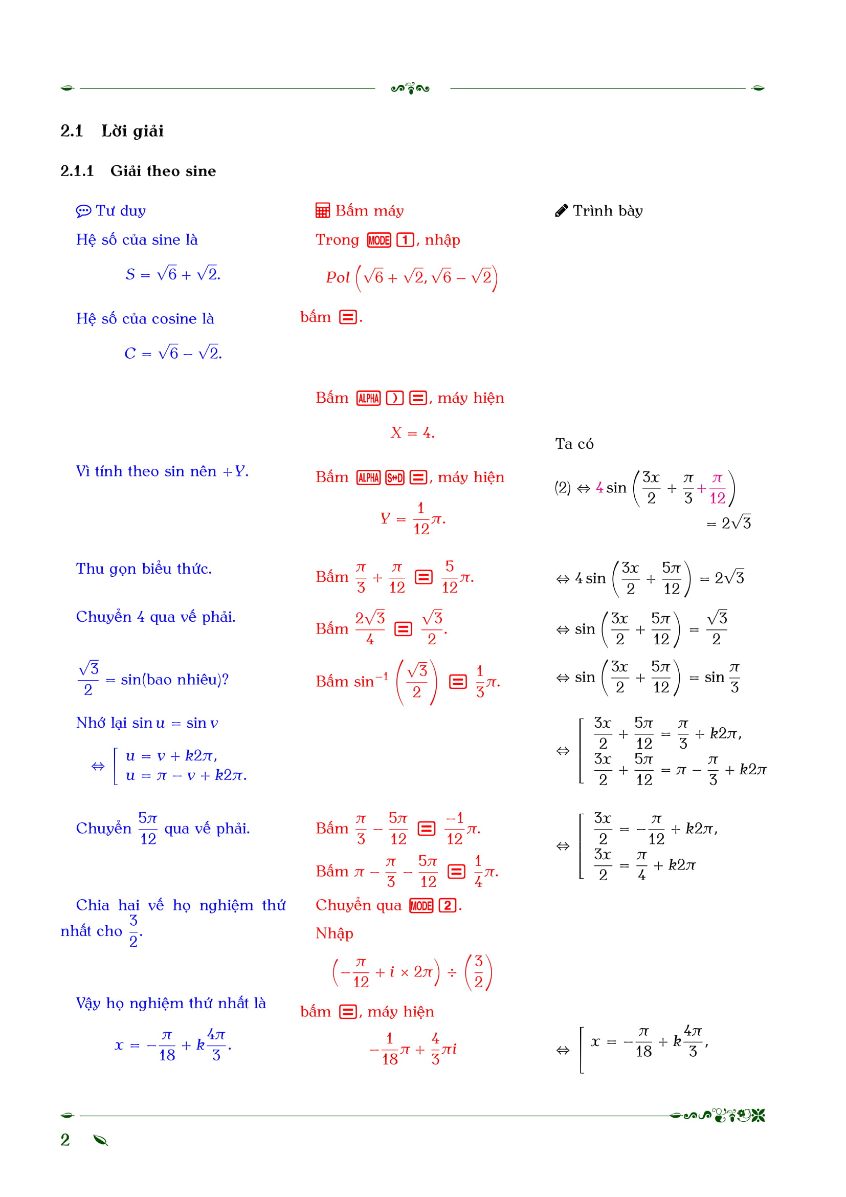 Hướng dẫn sử dụng máy tính cầm tay giải phương trình bậc nhất theo SIN và COS – Dương Trác Việt