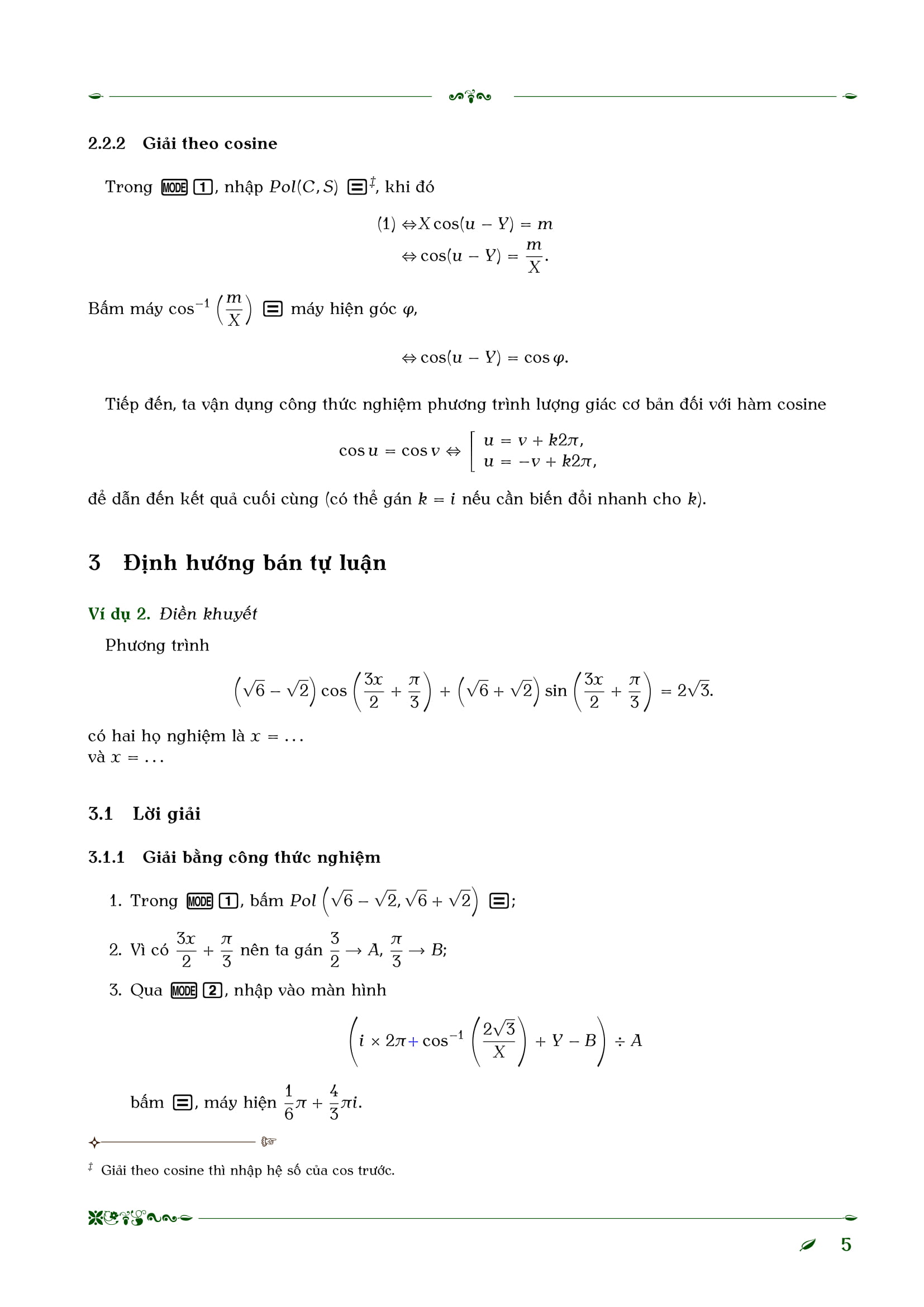 Hướng dẫn sử dụng máy tính cầm tay giải phương trình bậc nhất theo SIN và COS – Dương Trác Việt