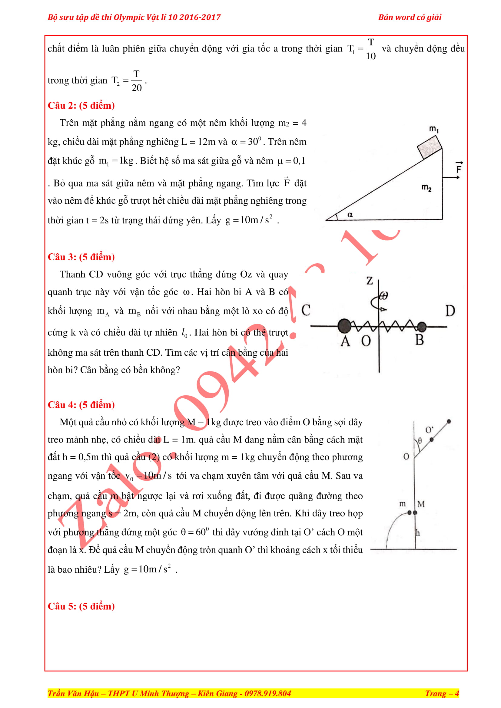 Tổng hợp bộ đề Olympic lí 10