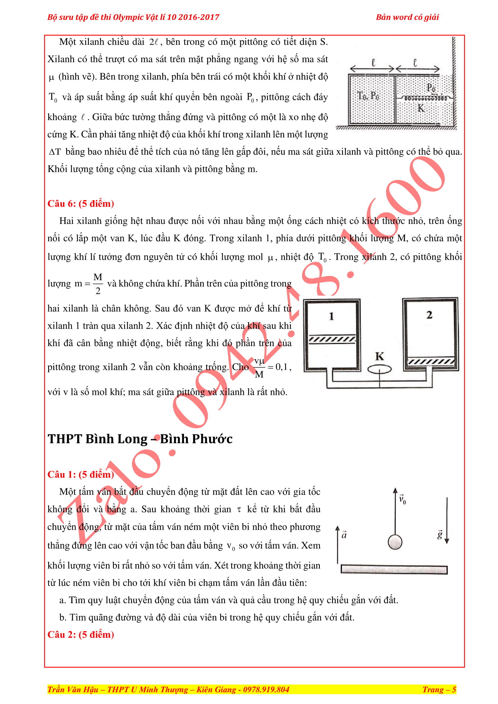 Tổng hợp bộ đề Olympic lí 10