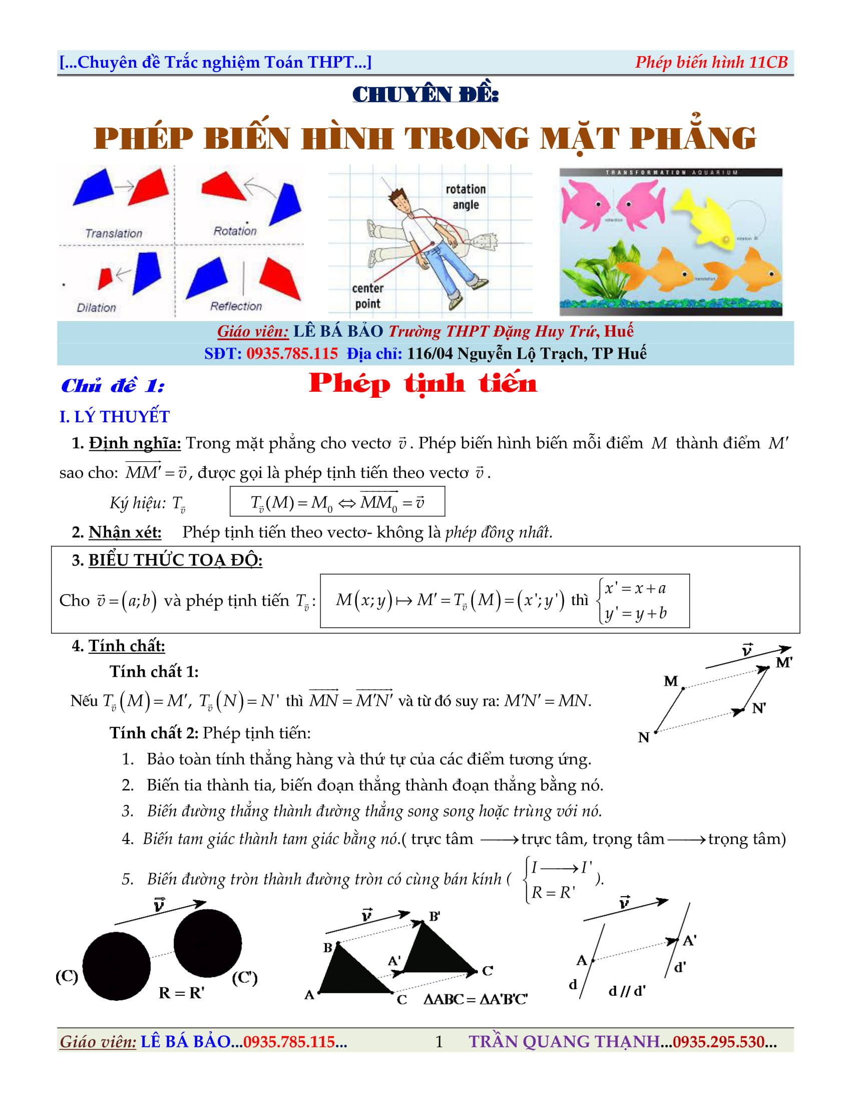 Phép tịnh tiến – Lê Bá Bảo, Trần Quang Thạnh