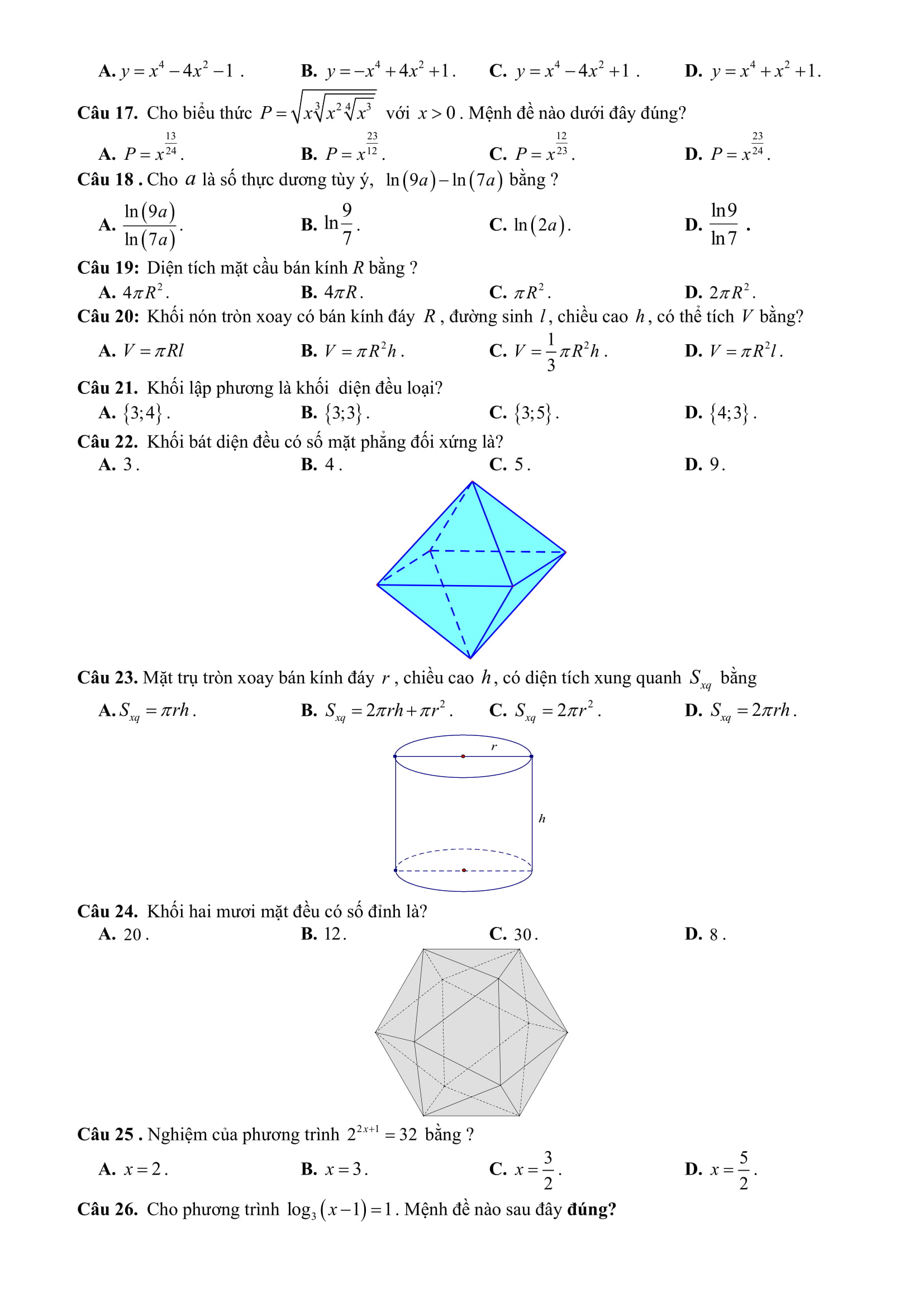 ĐỀ THI THỬ THPT QUỐC GIA LẦN 2 TRƯỜNG THPT THẠCH THÀNH 3 THANH HOÁ