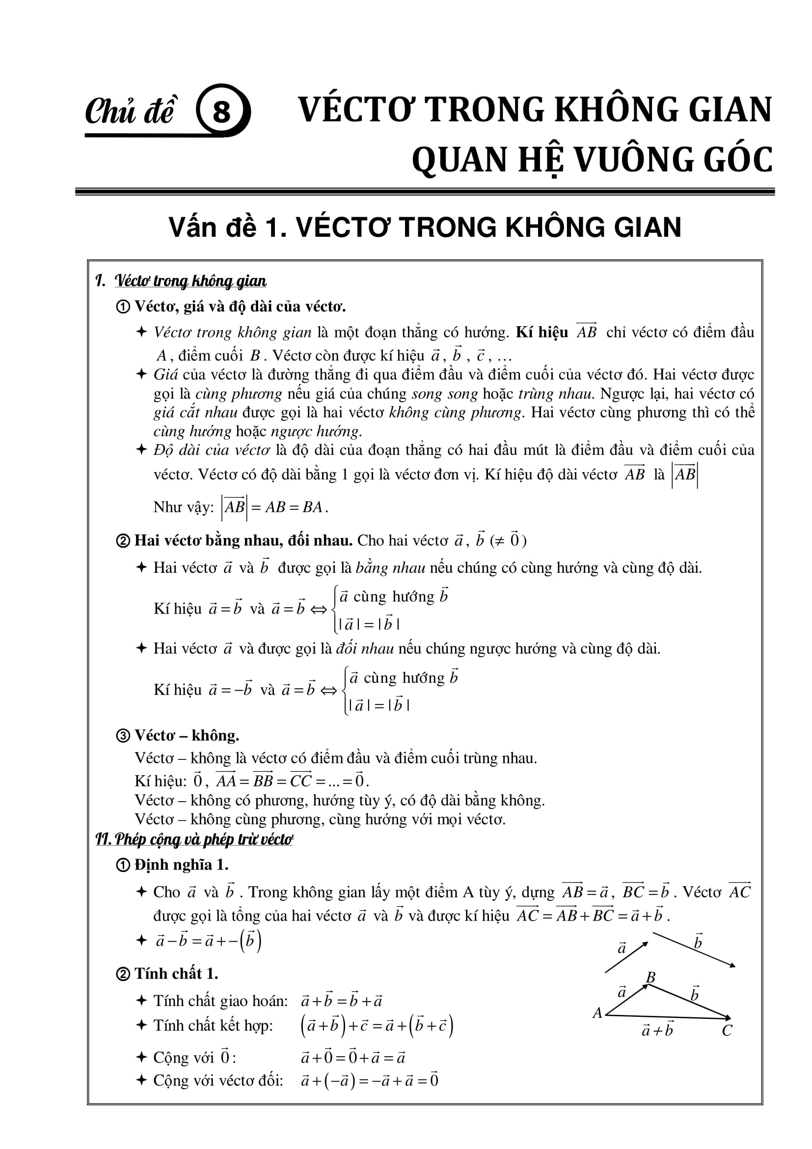 Vectơ trong không gian, quan hệ vuông góc – Trần Quốc Nghĩa